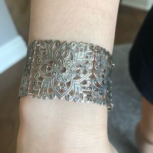 Thin silver delicate intricate bracelet